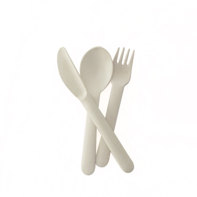 Bamboo Trio Cutlery Set in White | Kids Dinnerware Dubai UAE – The Kids ...