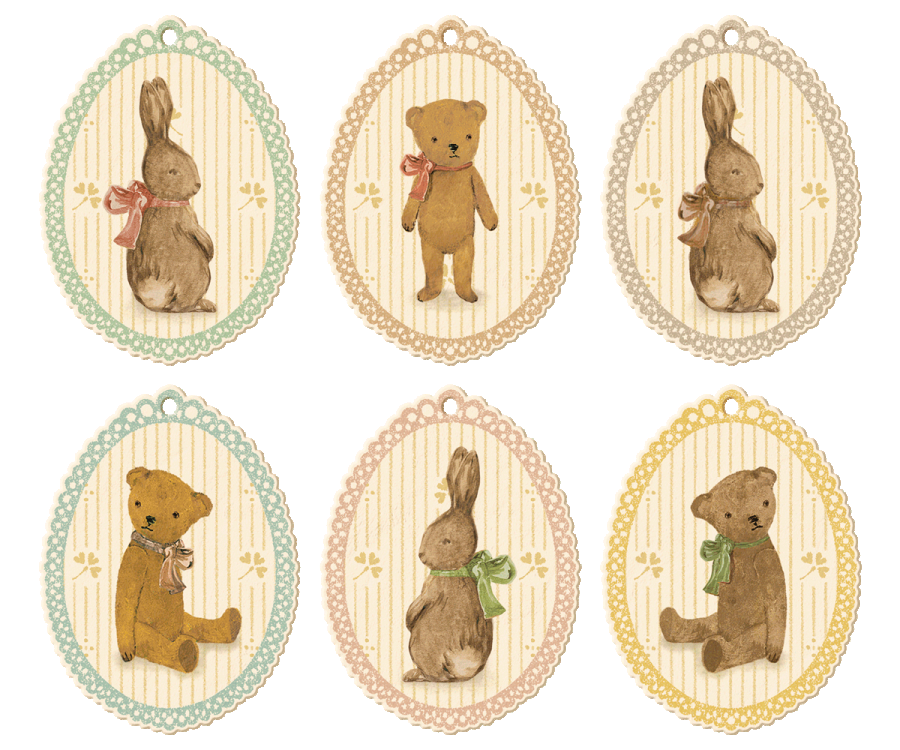 Bunnies and Teddies Gift Tags 12 pcs