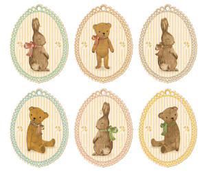Bunnies and Teddies Gift Tags 12 pcs