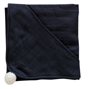 
                
                    Load image into Gallery viewer, Organic Hooded Muslin Towels with White Pom Pom | Multiple Colours
                
            