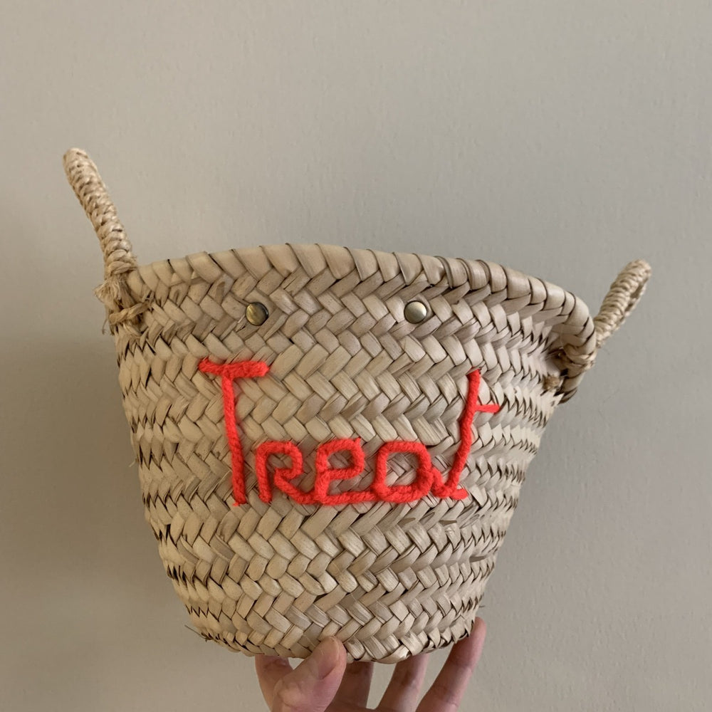 
                
                    Load image into Gallery viewer, Halloween Edition &amp;#39;Trick or Treat&amp;#39; Double Sided Embroidered Mini Basket
                
            