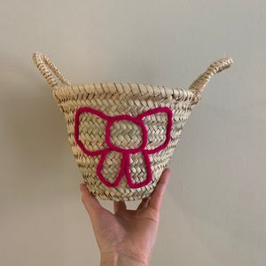
                
                    Load image into Gallery viewer, Embroidered &amp;#39;Bow&amp;#39; Mini Basket | Fuchsia Pink
                
            