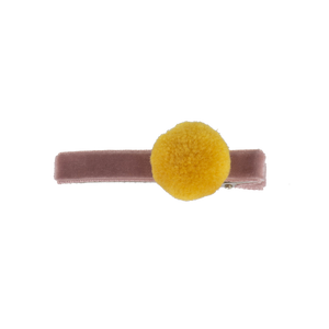 
                
                    Load image into Gallery viewer, Alligator Hair Clip in Dusty Pink with Yellow Pom Pom by Bon Dep
                
            