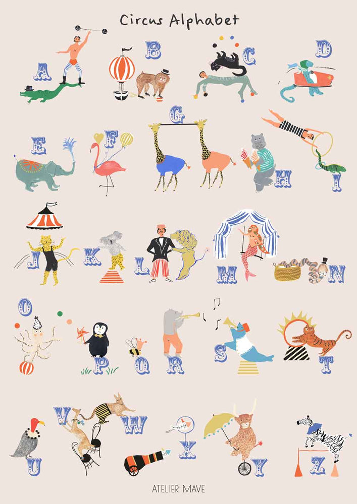 
                
                    Load image into Gallery viewer, Circus Alphabet Poster by Atelier Mave
                
            