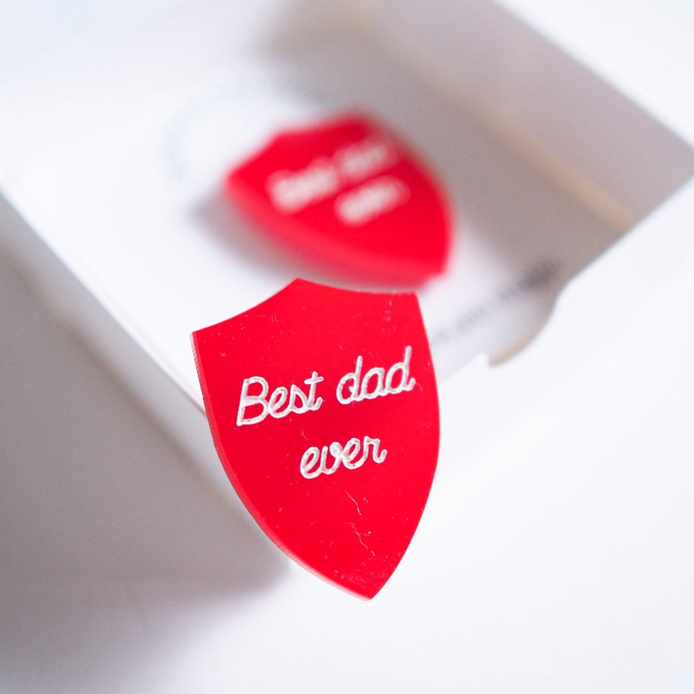 
                
                    Load image into Gallery viewer, Best Dad Ever Acrylic Badge | Poppy Red
                
            