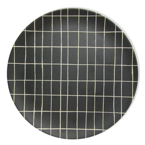Black Grid Bamboo Plate