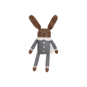 Bunny Knitted Soft Toy in Slate Jumpsuit