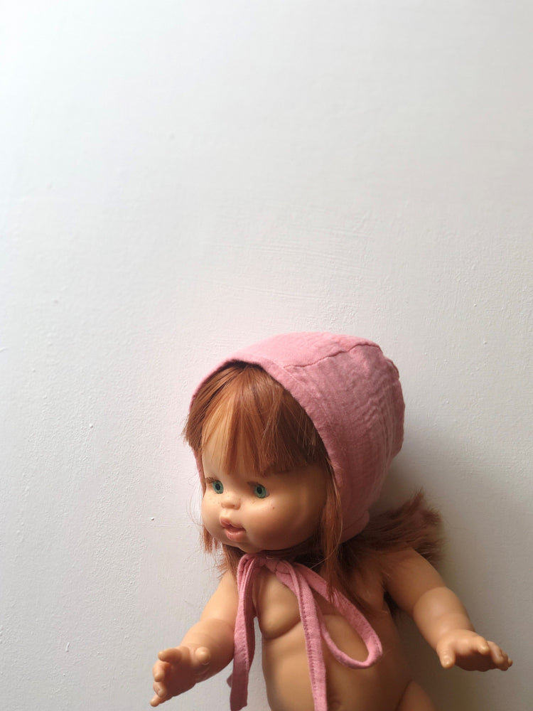 Cotton Gauze Round Bonnet for Minikane x Gordis 34cm Dolls | Bubblegum
