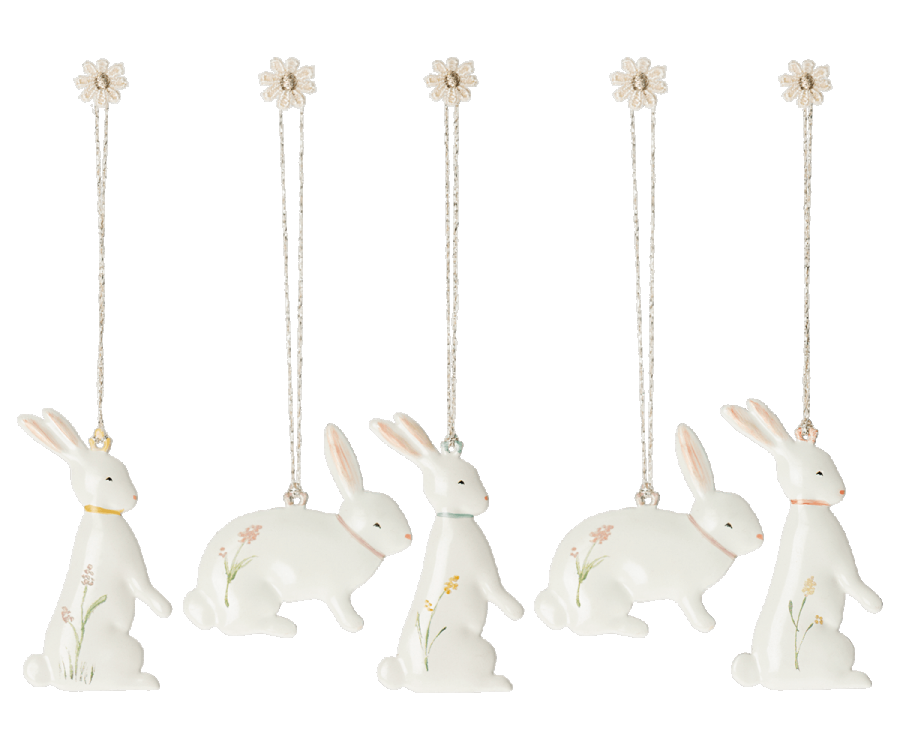 Easter Bunny Metal Ornament 5 pcs