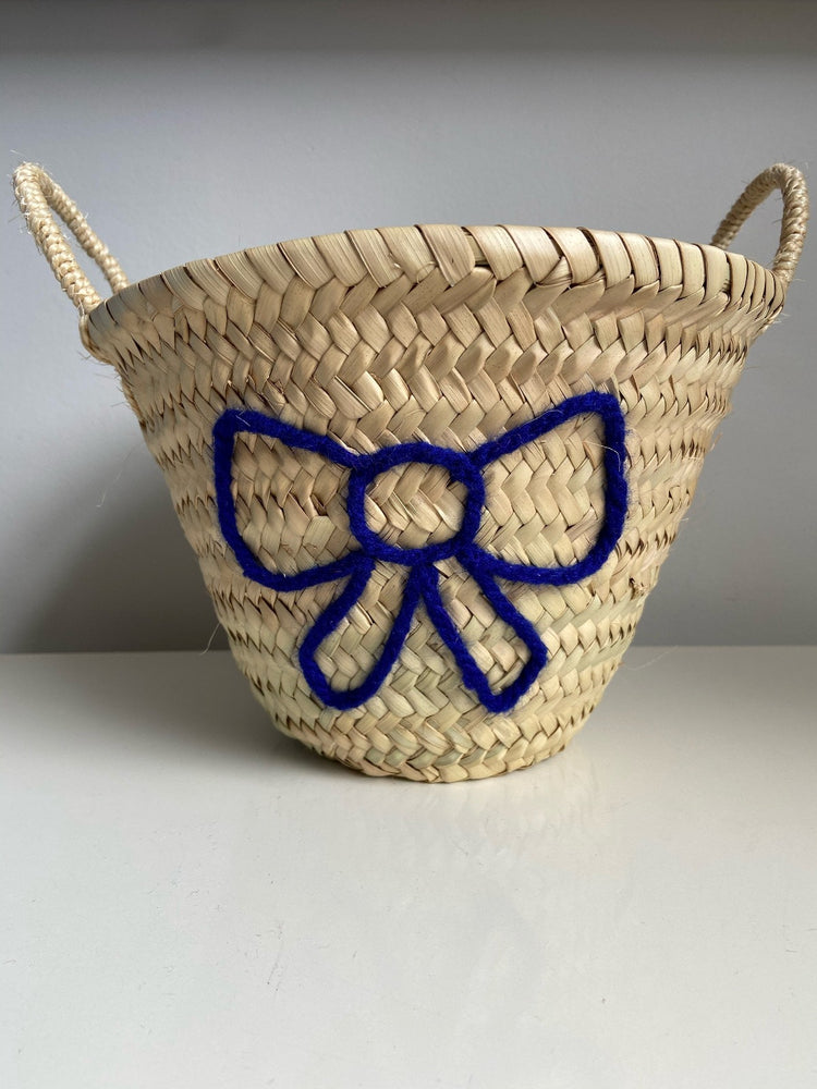 Embroidered 'Bow' Mini Basket | Navy