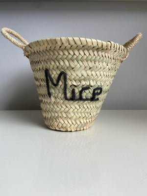 Embroidered 'Mice' Mini Basket Grey by edit58