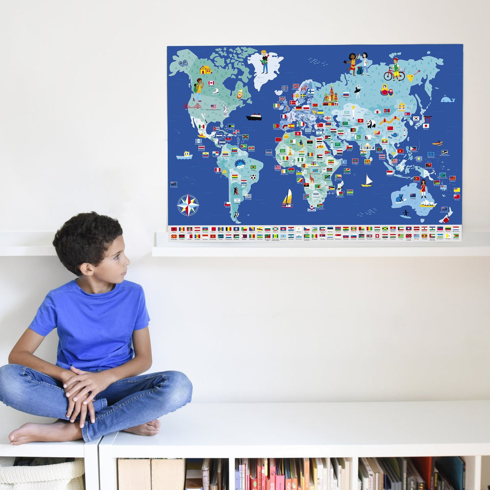Giant Activity Sticker Poster - Flags of The World with 200 Repositionable Stickers by Poppik