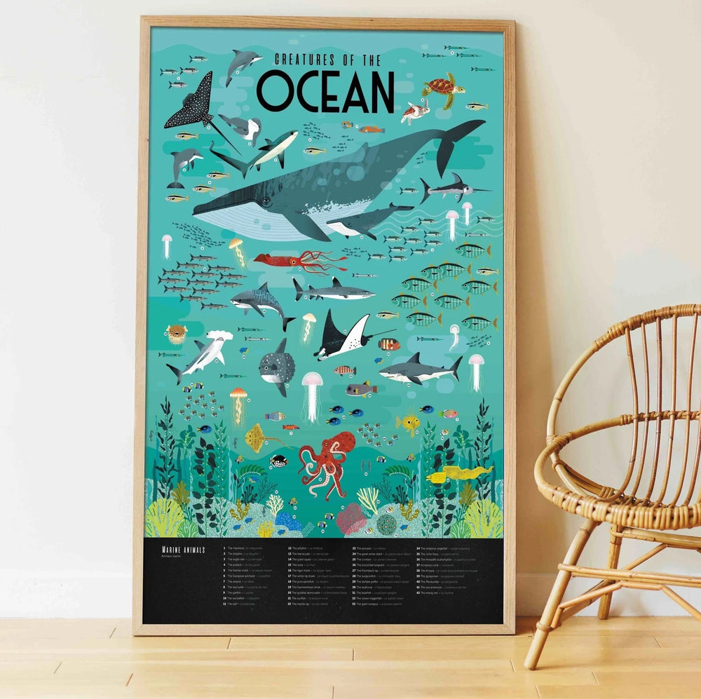 Giant Activity Sticker Poster - Oceans with 59 Repositionable Stickers by Poppik