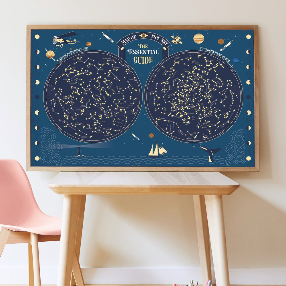 Giant Activity Sticker Poster - Sky Map Glow in the Dark with 640 Repositionable Stickers by Poppik