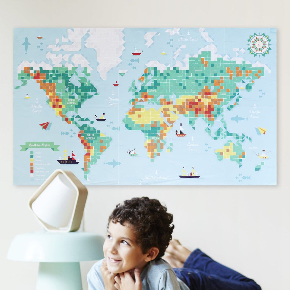 Giant Activity Sticker Poster - World Map with 1600 Repositionable Stickers by Poppik