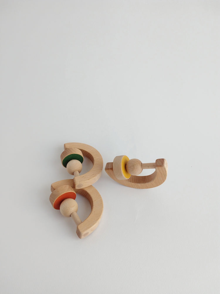 Geometric Baby Teether & Rattle by The Wandering Workshop - Multiple Colours