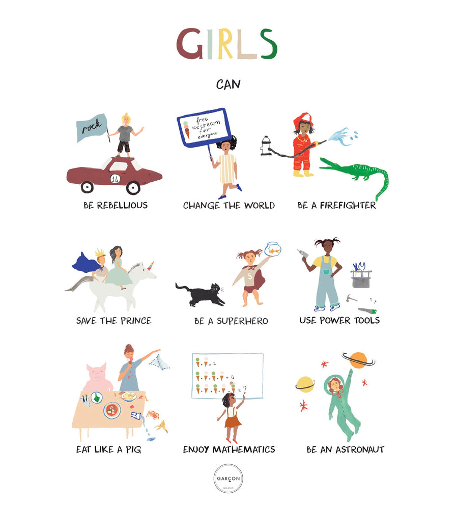 'Girls Can’ Poster by Garcon Milano