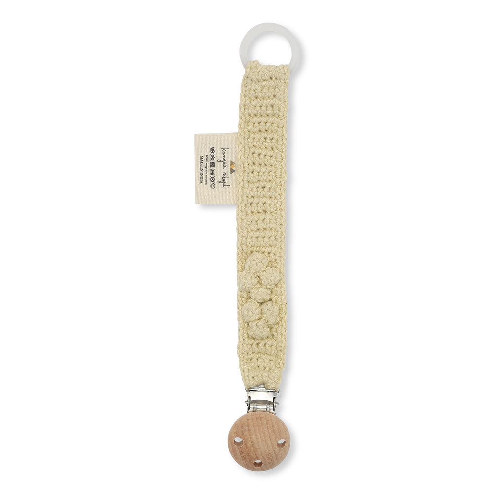 Knitted Organic Cotton Pacifier Clip | Cream