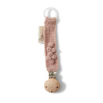 Toma Knitted Organic Wool Pacifier Clip | Rose Blush