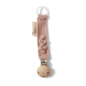 
                
                    Load image into Gallery viewer, Toma Knitted Organic Wool Pacifier Clip | Rose Blush
                
            