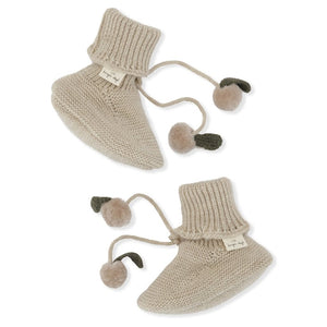 Miro Knit Booties with Pompoms Tie String