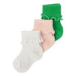 Rib Frill Socks Pack of 3 | Summer Green