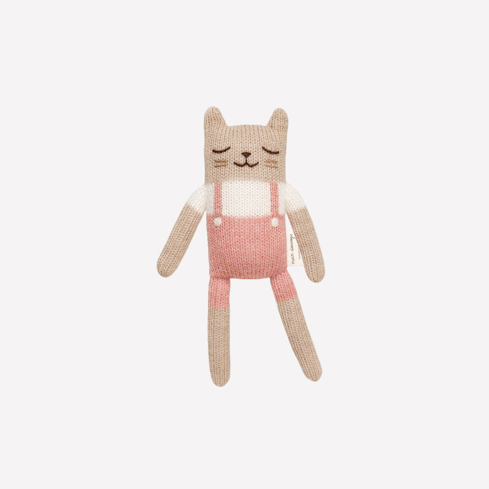 
                
                    Load image into Gallery viewer, Kitten Knitted Toy in Rose Overalls
                
            
