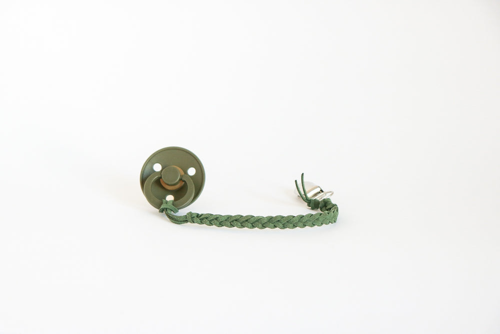 
                
                    Load image into Gallery viewer, Vegan Leather Braided Pacifier Clip 3mm By Oh Dubidu
                
            