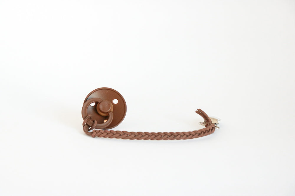 
                
                    Load image into Gallery viewer, Vegan Leather Braided Pacifier Clip 3mm By Oh Dubidu
                
            