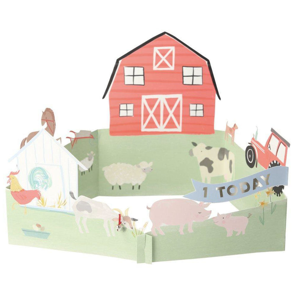 On The Farm 3D Scene Birthday Card | 1st Birthday