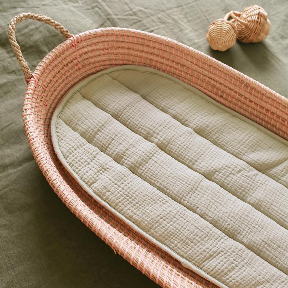 Olli Ella Changing Basket Luxe Organic Cotton Liner | Seafoam