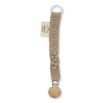 Knitted Organic Cotton Pacifier Clip | Brown Melange