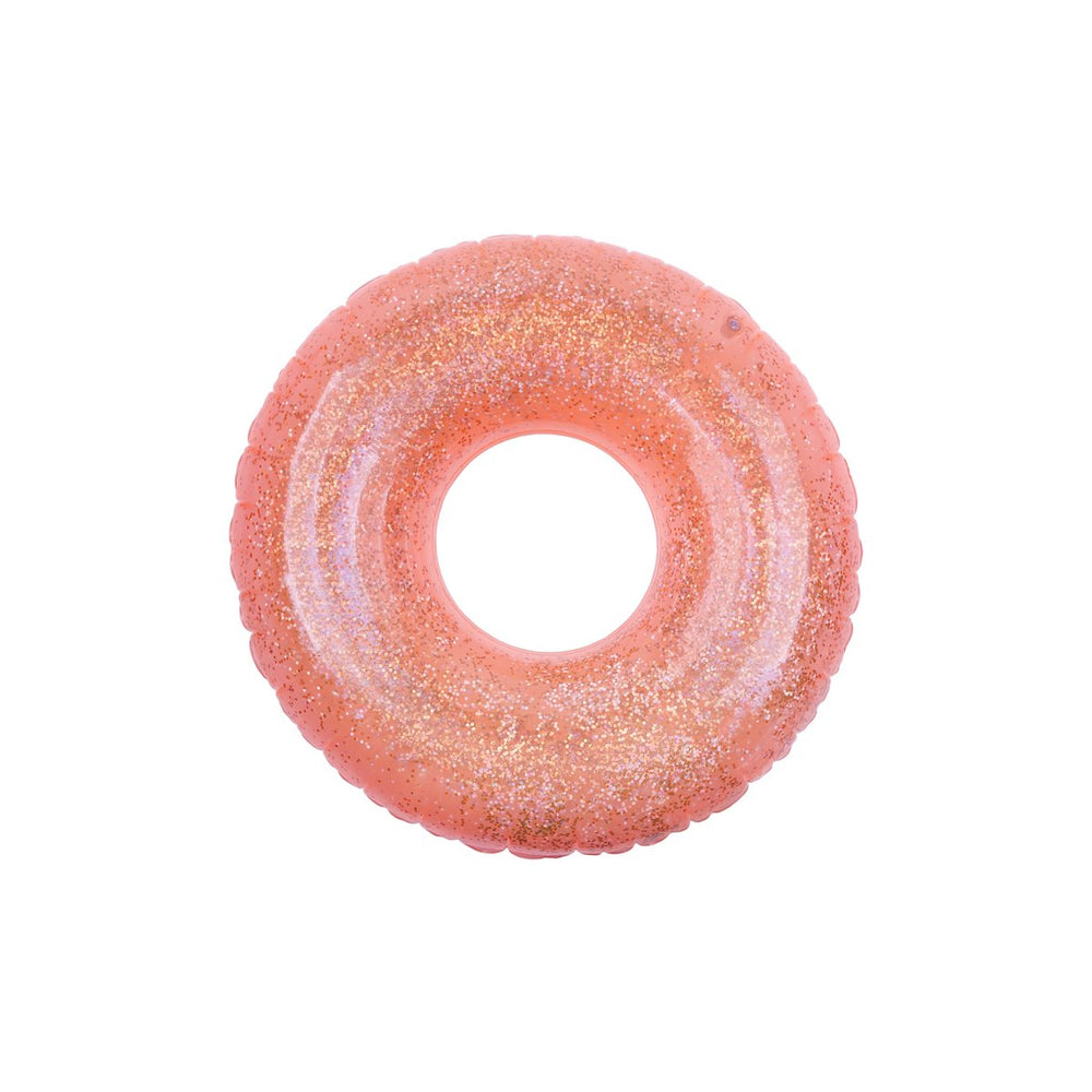 Pool Ring | Neon Coral Glitter