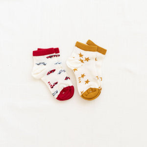 
                
                    Load image into Gallery viewer, Printed Short Socks | Goldenrod Shooting Stars
                
            