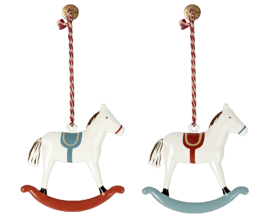 Rocking Horses Metal Ornament Set