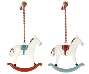 Rocking Horses Metal Ornament Set