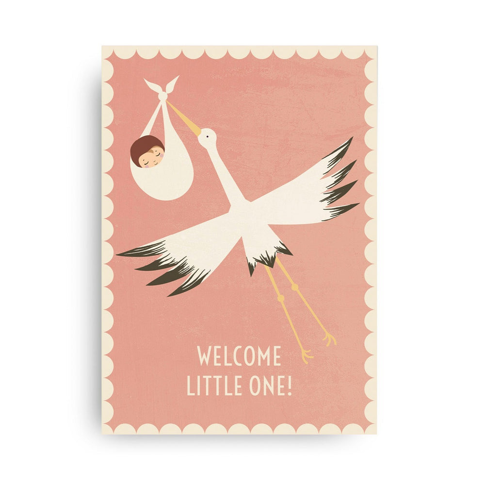 Welcome Little One New Born Postcard by MONIMARI | Vintage Rose