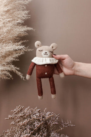 Teddy Knitted Toy in Sienna Pyjamas