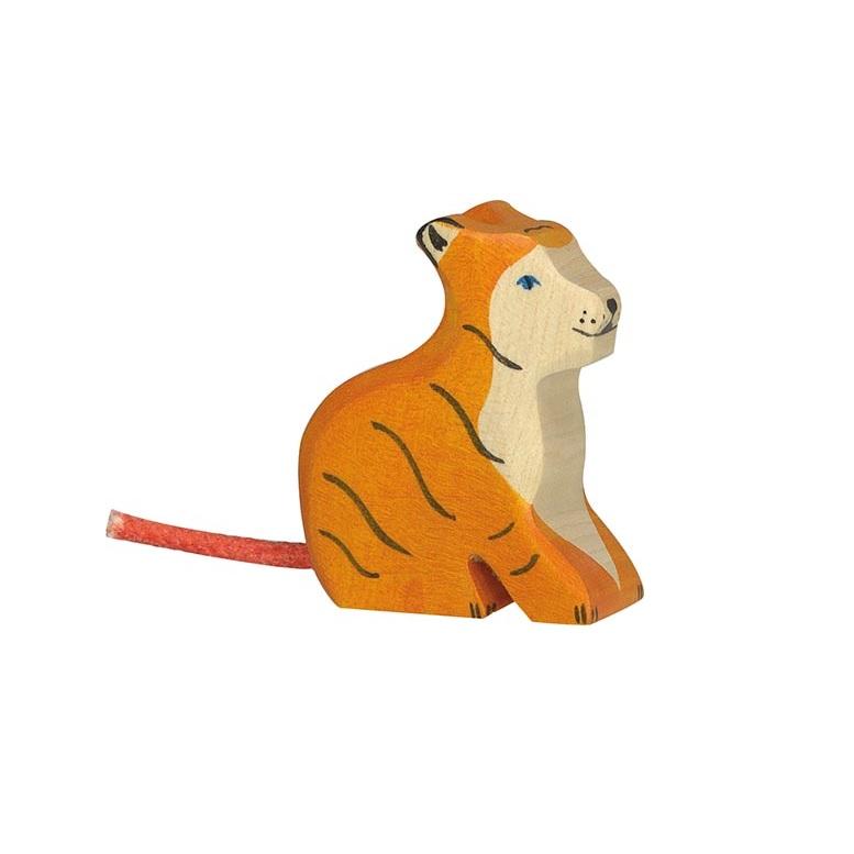 Small Sitting Tiger Wooden Figure