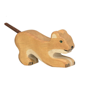 Small Playing Lion Wooden Figure