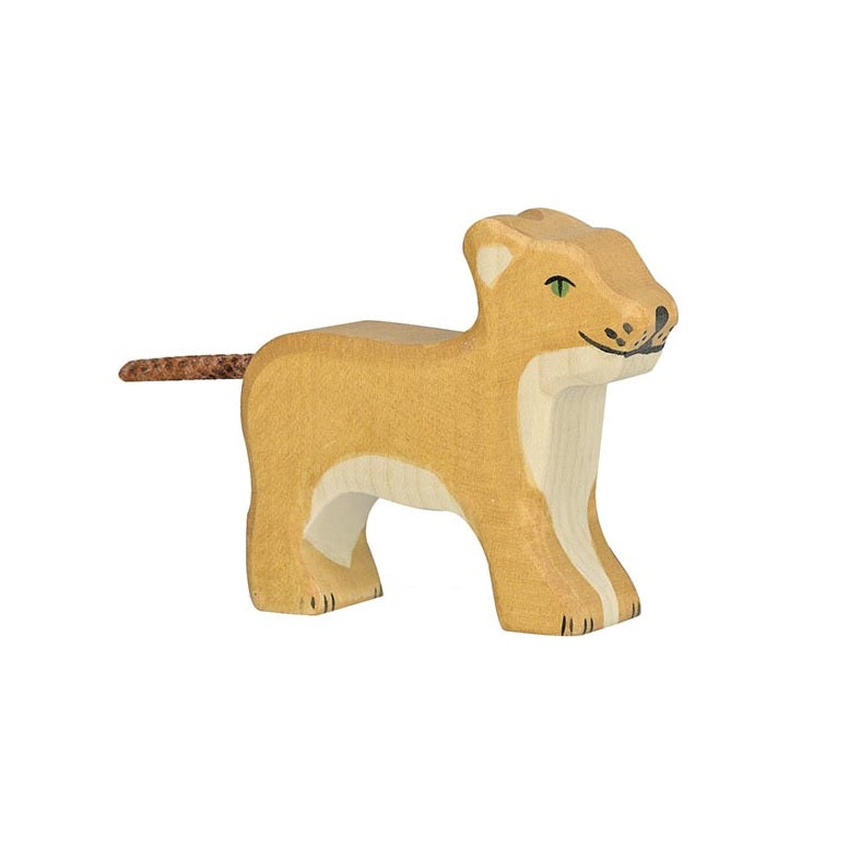 Small Standing Lion Wooden Figure