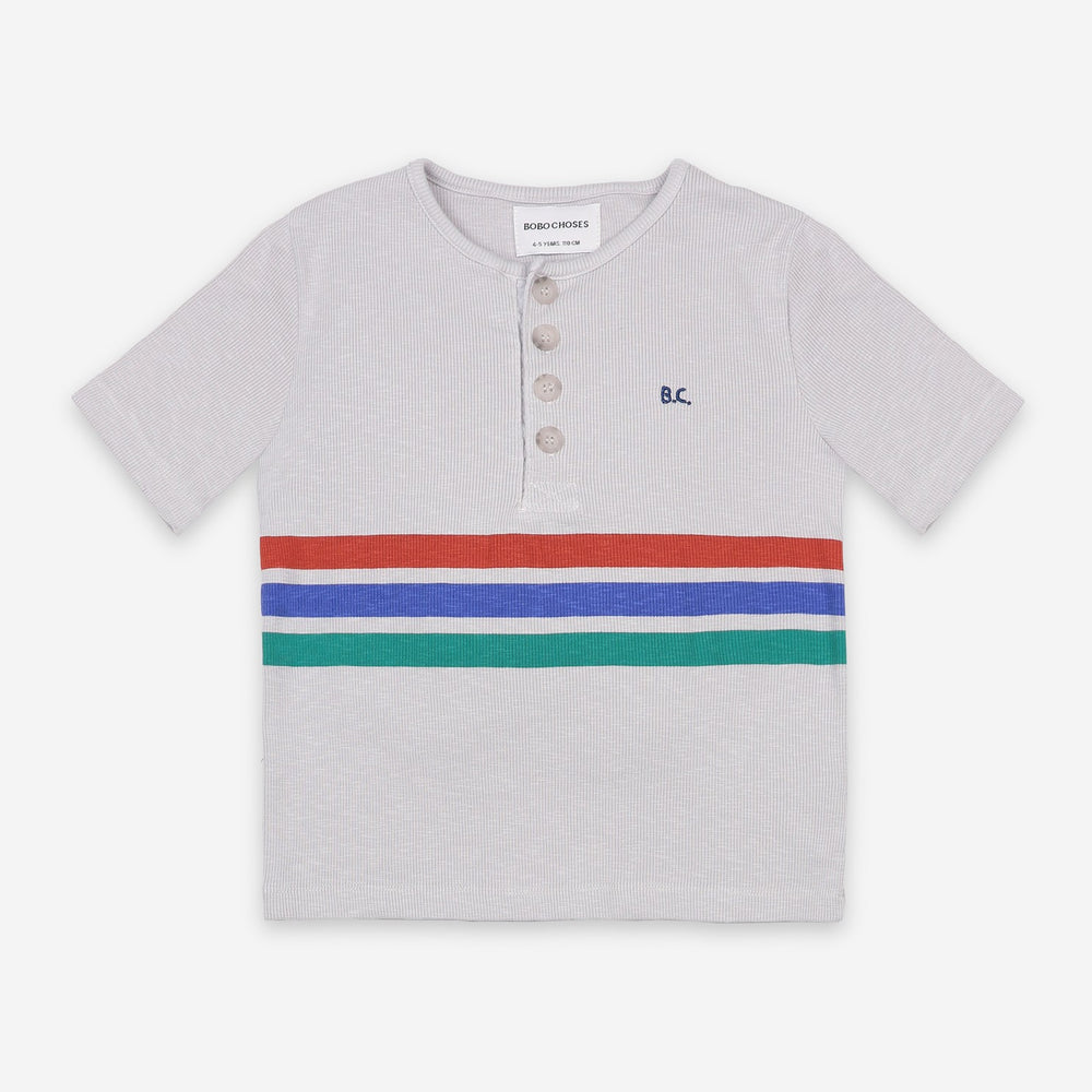 Stripes Buttoned Organic Cotton T-Shirt