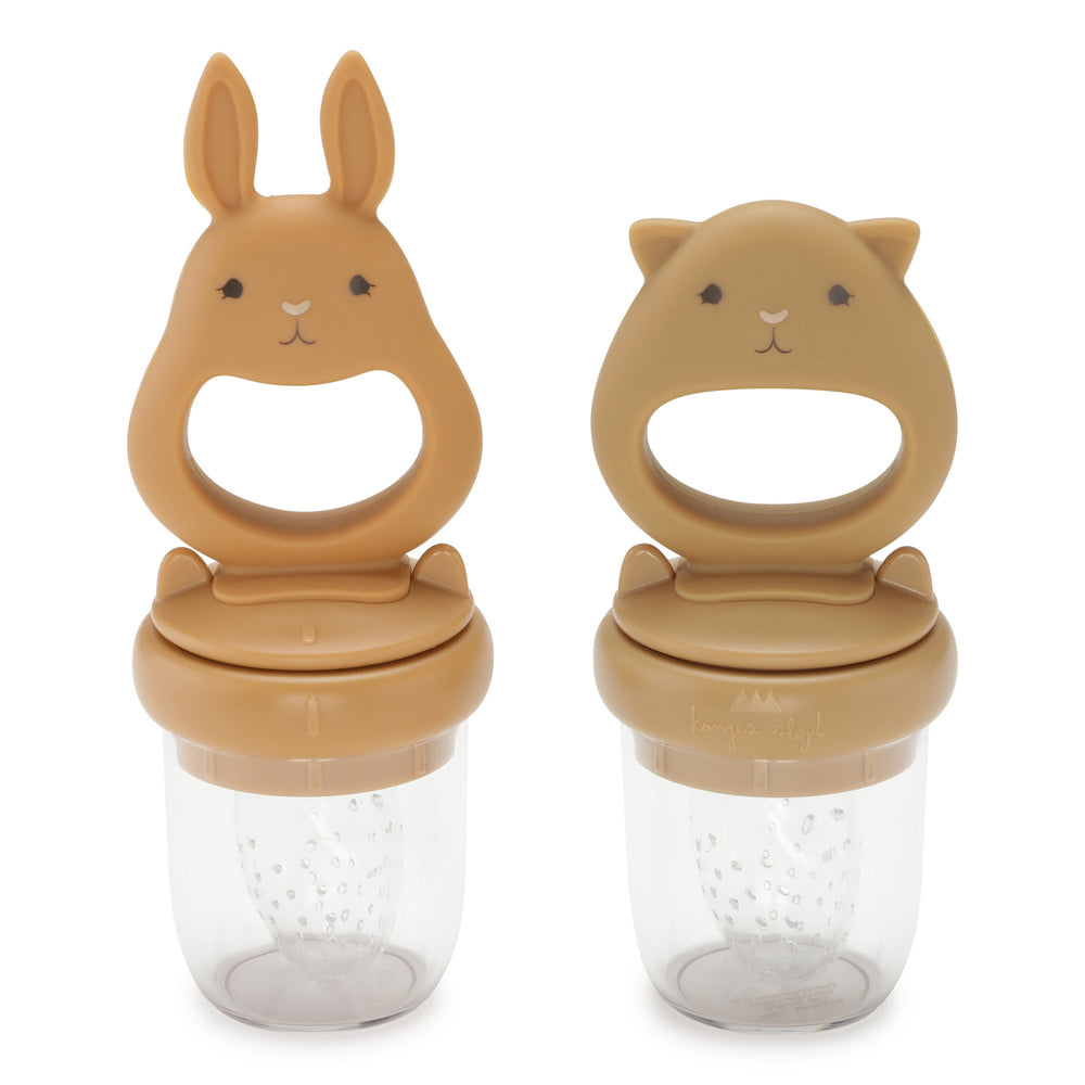 
                
                    Load image into Gallery viewer, 2 Pack Silicone Fruit Feeding Pacifier | Almond/Terracotta
                
            