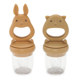 2 Pack Silicone Fruit Feeding Pacifier | Almond/Terracotta
