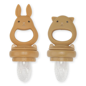 
                
                    Load image into Gallery viewer, 2 Pack Silicone Fruit Feeding Pacifier | Almond/Terracotta
                
            