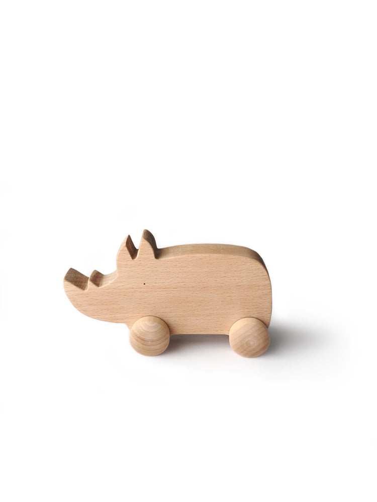 Wooden Rhino with Wheels