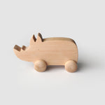 Wooden Rhino with Wheels