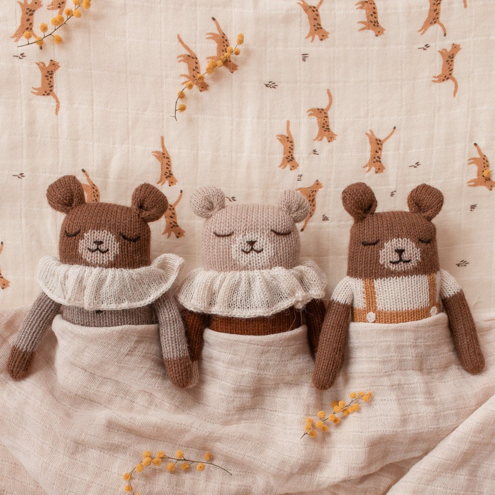 Teddy Knitted Toy in Oat Pyjamas