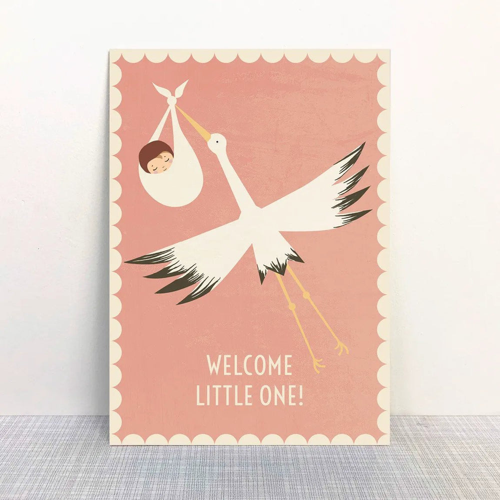 Welcome Little One New Born Postcard by MONIMARI | Vintage Rose