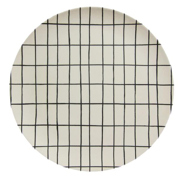 White Grid Bamboo Plate